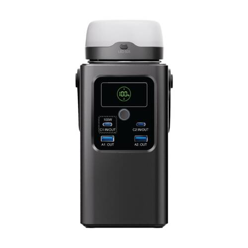 Chargecore 62000mAh LiFePO4 Power Bank 100W USB-C W/ Magnetic Lantern Black