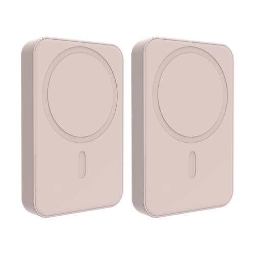 2PK Laser Magnetic 5000mAh Two Device Wireless Charging Power Bank Pink