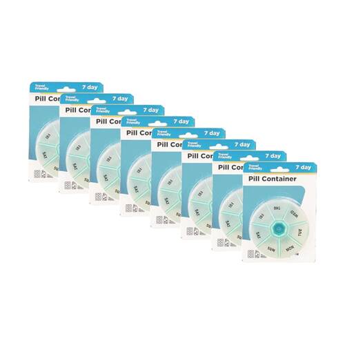 8PK Braz 7 Day Weekly Organiser Circular Pill Box W/ Labelled Compartment Assrtd