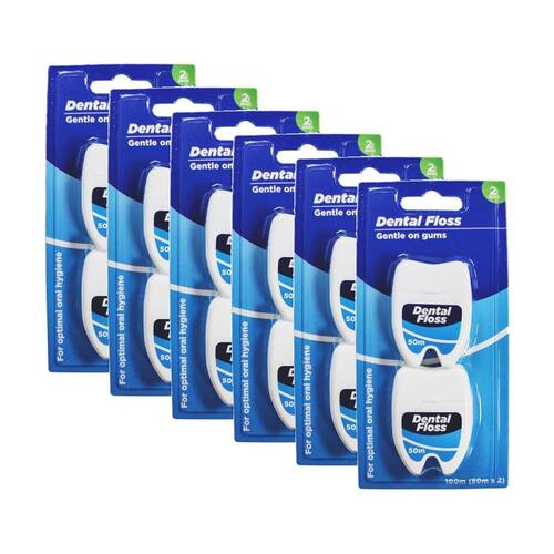 6x 2pc Braz Gentle On Gums Dental Floss Set Oral Hygiene 50 Metres Long