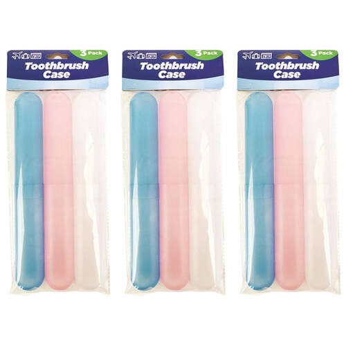 3x 3pc Braz Toothbrush Storage Travel Protector Cases Set Multi Colour