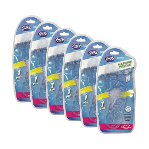 6PK Stepz Female Massage Insoles Pair Size 5-10 Women's Shoes