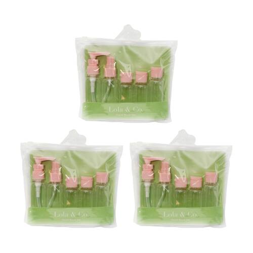 3x 5pc Lola & Co Makeup Travel Container Kit W/ 5 Clear Bottles