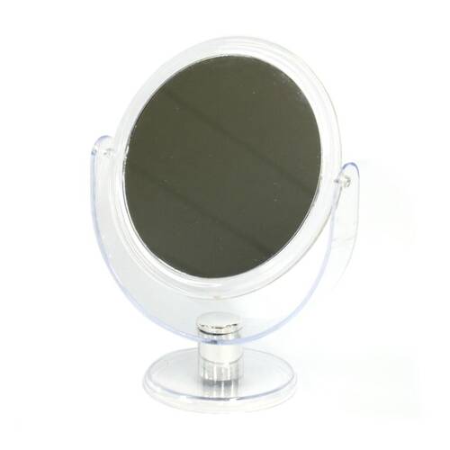 Braz Dual Sided Small Tabletop Makeup Mirror W/ Adjustable Stand