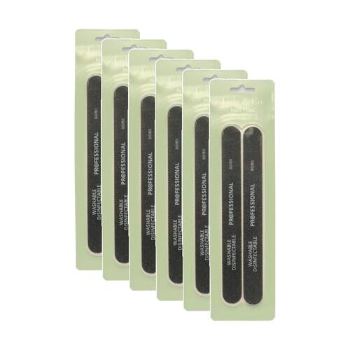 6PK Lola & Co Reusable Washable Disinfectable Nail File Buffer Set Black