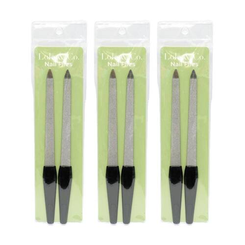 3x 2pc Lola & Co Abrasive Pointed Tips Metal Nail Files W/ Handle