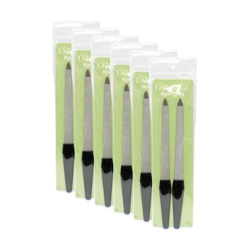 6x 2pc Lola & Co Abrasive Pointed Tips Metal Nail Files W/ Handle