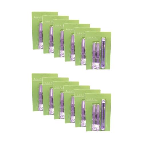 12x 3pc Lola & Co Volumising Hair Clip Set Women's Accessories Purple