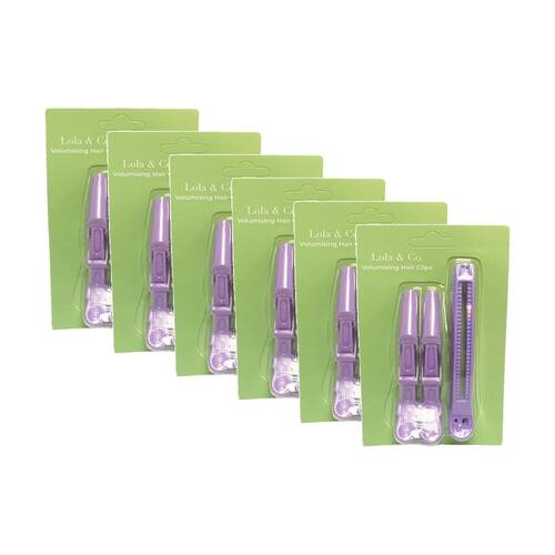 6x 3pc Lola & Co Volumising Hair Clip Set Women's Accessories Purple