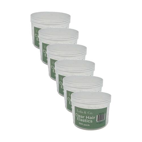 6x 500pc Lola & Co Elastic Hair Ties In Tub Women's Accessories Clear