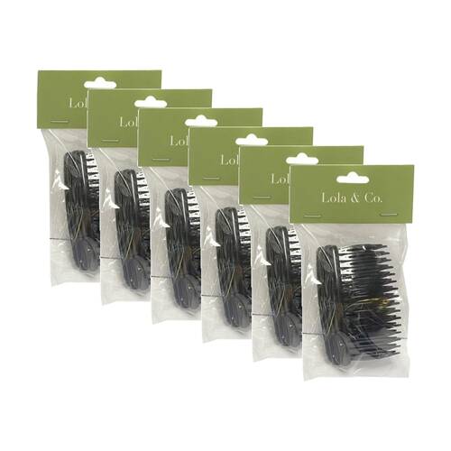 6x 4pc Lola & Co Plastic Hair Side Brush Combs Set Assorted