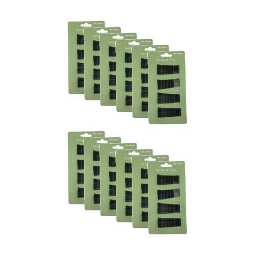 12x 60pc Lola & Co Regular Bobby Pin Set Women's Hair Accessories Black