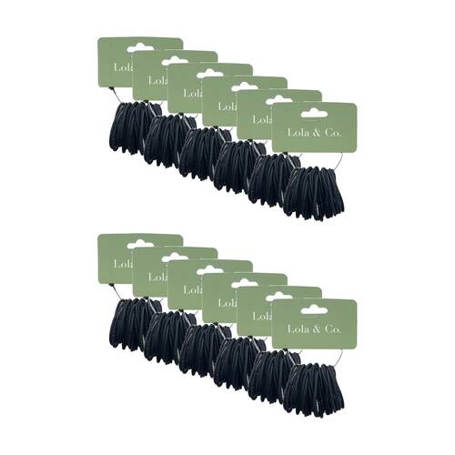 12x 40pc Lola & Co Elastic Thin Hair Tie Set Women's Accessories Black