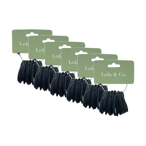 6x 40pc Lola & Co Elastic Thin Hair Tie Set Women's Accessories Black