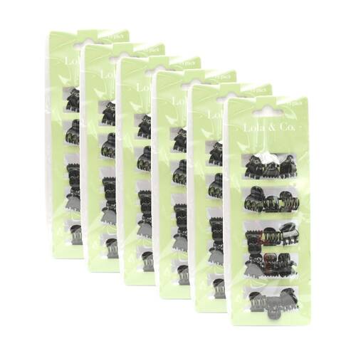 6x 15pc Lola & Co Mini Hair Clip Set Women's Accessories Assorted