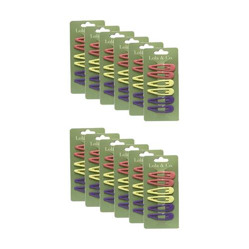 12x 6pc Lola & Co Snap Hair Clip Set Women's Accessories Assorted