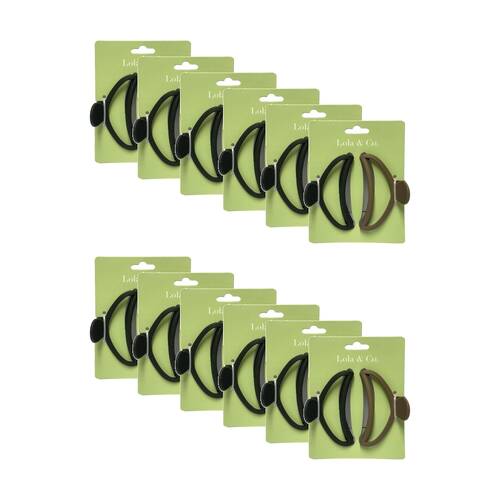 12x 2pc Lola & Co Hair Claw Clip Set Women's Accessories Simple 9cm
