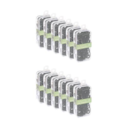 12x 100pc Lola & Co Thick Elastic Hair Ties Set Women's Accessories Black