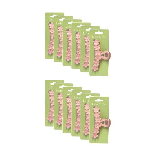 12PK Lola & Co Hair Claw Clip Women's Accessories Floral 11cm Assorted