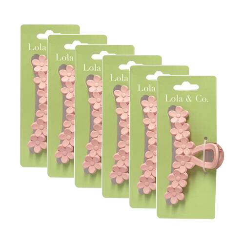 6PK Lola & Co Hair Claw Clip Women's Accessories Floral 11cm Assorted
