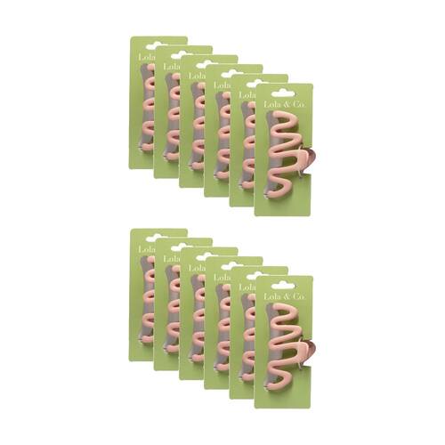 12PK Lola & Co Hair Claw Clip Women's Accessories Squiggle 11cm Assorted