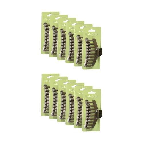 12PK Lola & Co Hair Claw Clip Women's Accessories Classic 11cm Assorted