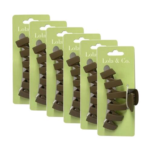 6PK Lola & Co Hair Claw Clip Women's Accessories Zigzag 11cm Assorted