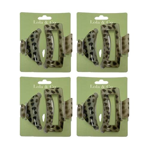 4x 2pc Lola & Co Hair Claw Clip Set Women's Accessories 13/9cm