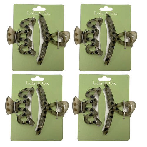 4PK Lola & Co Hair Claw Clip Set Women's Accessories Clear/Leopard