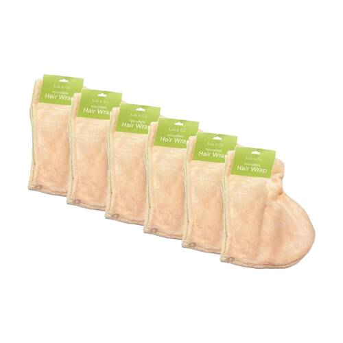 6PK Lola & Co Quick Dry Hair Head Wrap Towel Microfibre Plain Assorted
