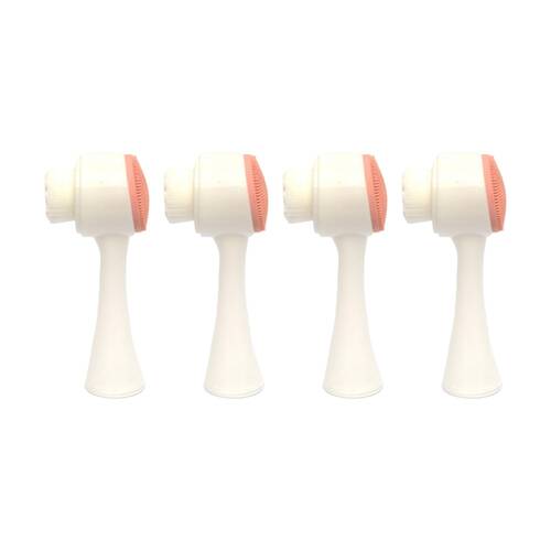 4PK Lola & Co Facial Cleansing Brush W/ Ergonomic Handle White/Pink