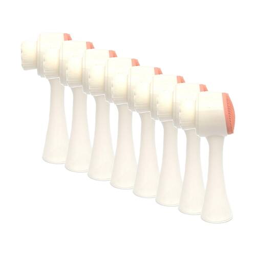 8PK Lola & Co Facial Cleansing Brush W/ Ergonomic Handle White/Pink