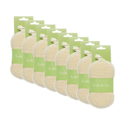 8PK Lola & Co Exfoliating Bath Shower Loofah Scrubbing Sponge W/ Hanging Loop