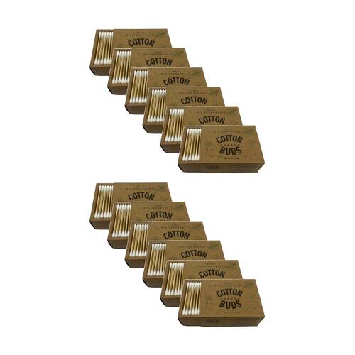 12x 200pc Braz Earth Friendly Biodegradable Cotton Swabs Set Bamboo