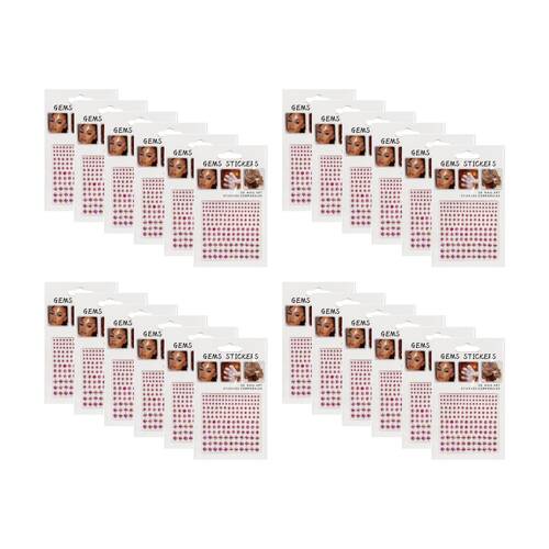 24PK Braz Mini Gem Body Sticker Set Nail Face & Hair Accessories 15x10cm Assrtd