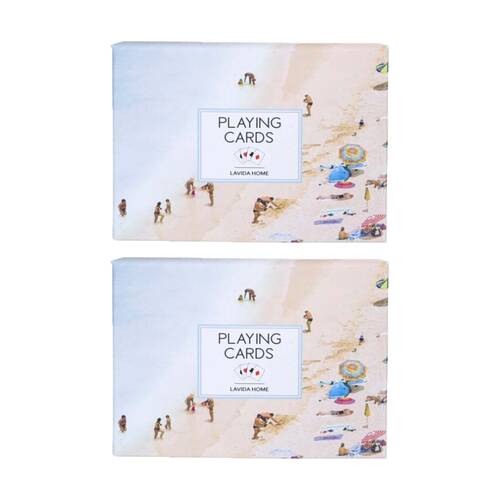 2PK LVD Beach-Themed Poker/Game Playing Cards Standard Deck 8.9x6.3cm