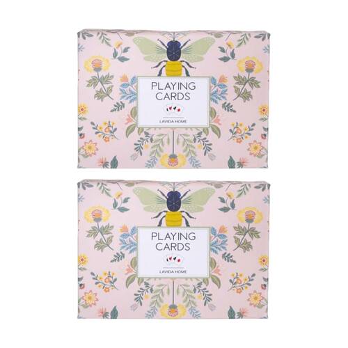 2PK LVD Bee Folk-Themed Poker/Game Playing Cards Standard Deck 8.9x6.3cm