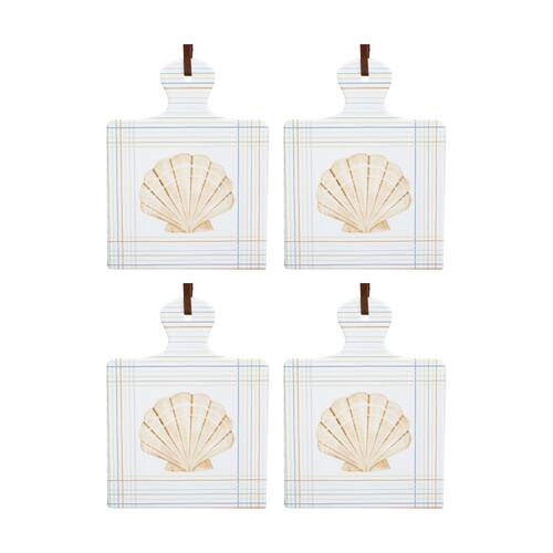 4PK LVD Coastal Square Ceramic/Cork Trivet Home Kitchen Decor 20.5x15cm