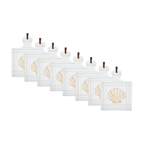 8PK LVD Coastal Square Ceramic/Cork Trivet Home Kitchen Decor 20.5x15cm