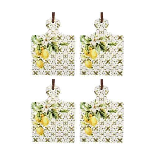 4PK LVD Mediterranean Square Ceramic/Cork Trivet Home Kitchen Decor 20.5x15cm