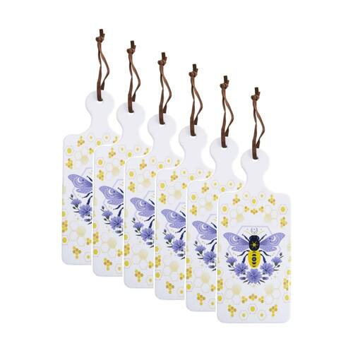 6PK LVD Bee Folk Rectangular Ceramic/Cork Trivet Home Kitchen Decor 30x12cm