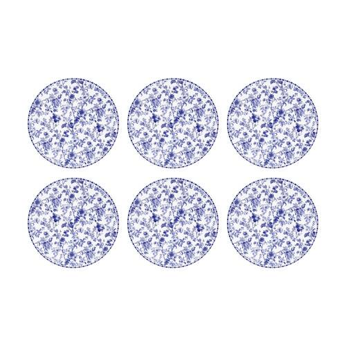 6PK LVD French Country Ceramic/Cork Kitchen Trivet/Placemat 25x25cm White/Blue