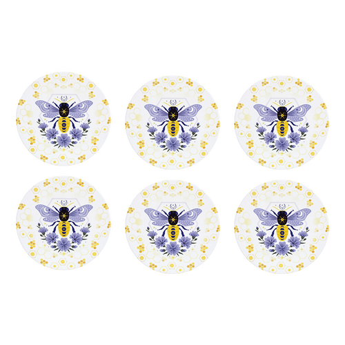 6PK LVD Boho Bee Ceramic/Cork Kitchen Trivet/Placemat 25x25cm Multicoloured