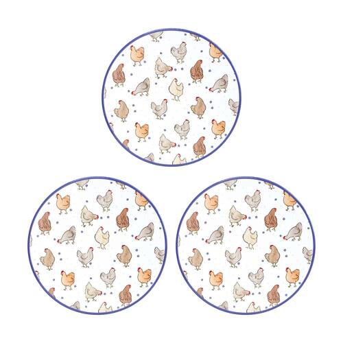 3PK LVD Chickens Ceramic/Cork Kitchen Trivet/Placemat 25x25cm Multicoloured