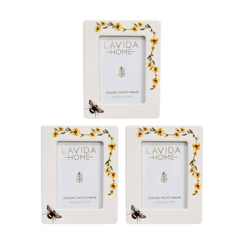 3PK LVD 5x7 Inch Bee Flora Table/Wall Hanging Picture/Photo Frame 23x18x1cm