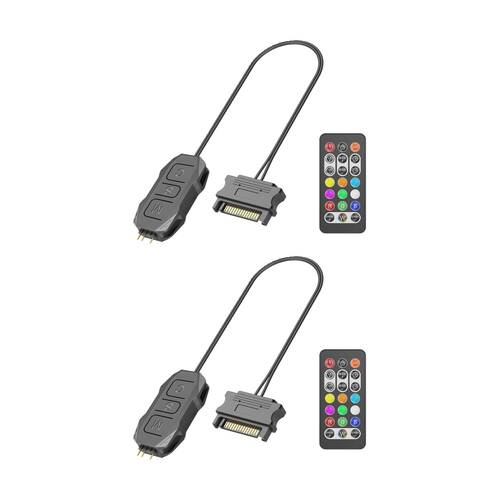 2PK Cruxtec SK1 ARGB Controller SATA 15-Pin Male to 5V 3-Pin W/ Remote