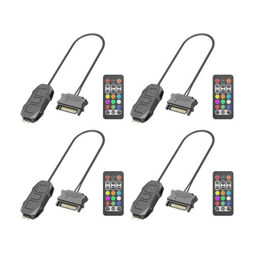 4PK Cruxtec SK1 ARGB Controller SATA 15-Pin Male to 5V 3-Pin W/ Remote