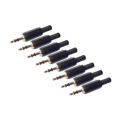8PK 3.5mm Stereo Phono Plug Black Plastic Audio Connector Solder Type Jack Cable