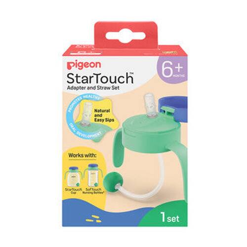 Pigeon StarTouch Adapter & Straw Set For Nursing Bottles/Cups Mint To Be