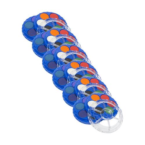 6PK Educational Colours 12 Disc Stack-Twist Watercolour Paint Set Kids Art/Craft